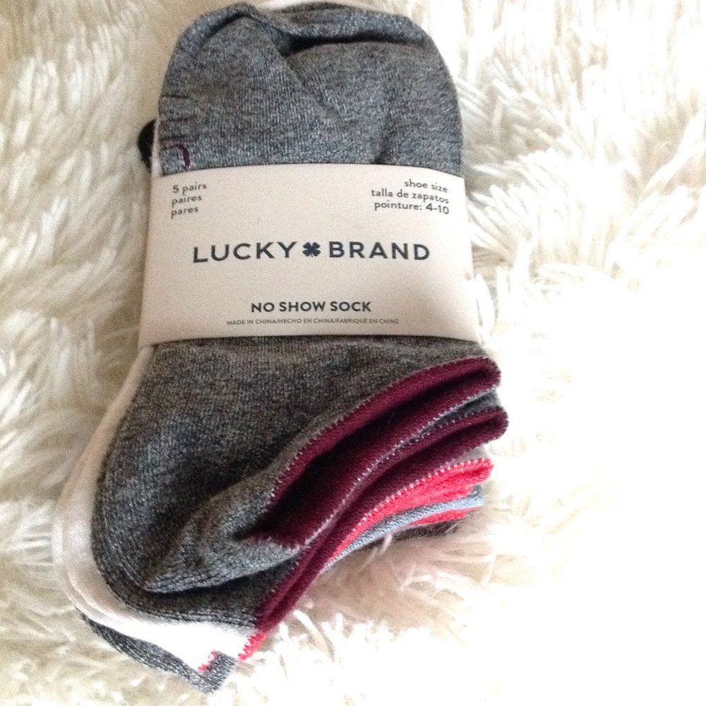 Lucky Brand 5 Pairs No Show Socks